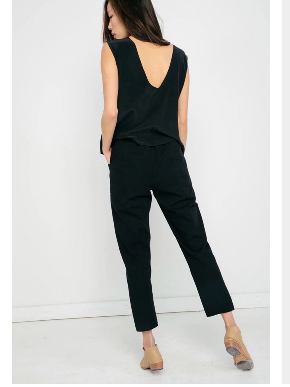 Elizabeth Suzann Black Raw Silk Marlena Tank (reversible)